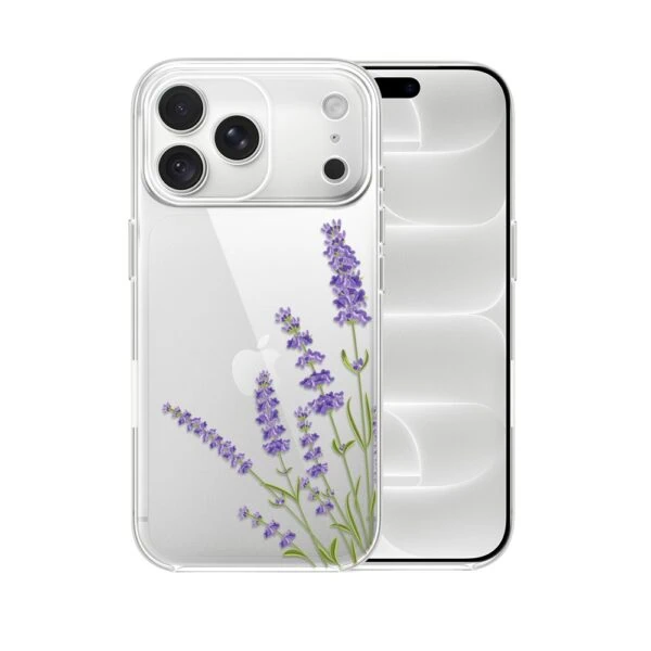 Etui do iPhone 18 Pro, lawenda, przeźroczyste