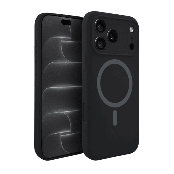 etui do iphone 18 pro max, silikonowe z magsafe, mikrofibra soft touch z osłoną na aparat, czarne