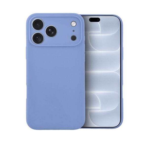 Etui do iPhone 18 Pro silikonowe z mikrofibrą soft touch z osłoną na aparat, błękit lodowca