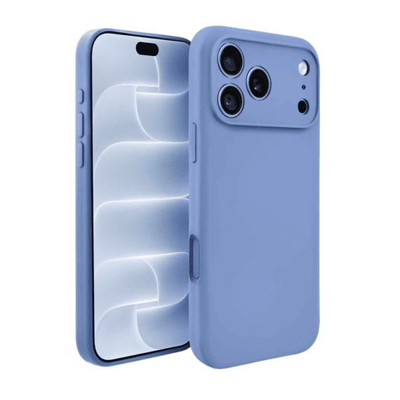 etui do iphone 18 pro max silikonowe z mikrofibrą soft touch z osłoną na aparat, błękit lodowca