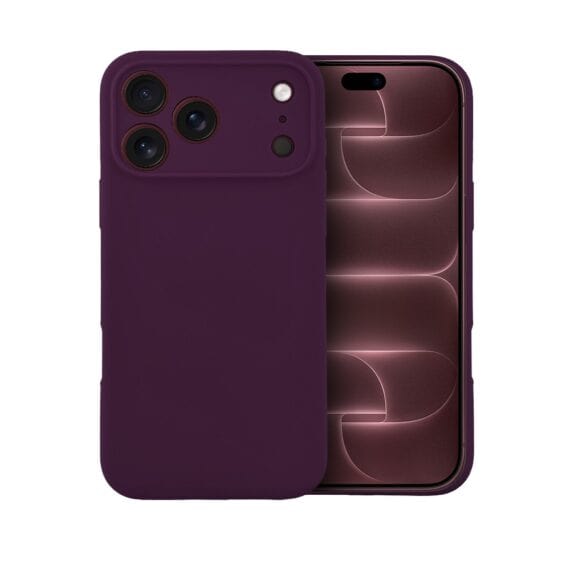 etui do iphone 18 pro max silikonowe z mikrofibrą soft touch z osłoną na aparat, burgundowy