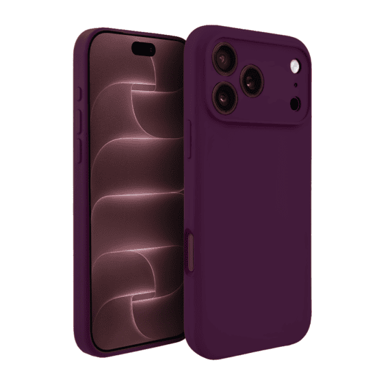 etui do iphone 18 pro max silikonowe z mikrofibrą soft touch z osłoną na aparat, burgundowy
