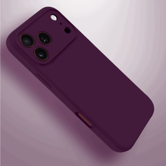 etui do iphone 18 pro max silikonowe z mikrofibrą soft touch z osłoną na aparat, burgundowy