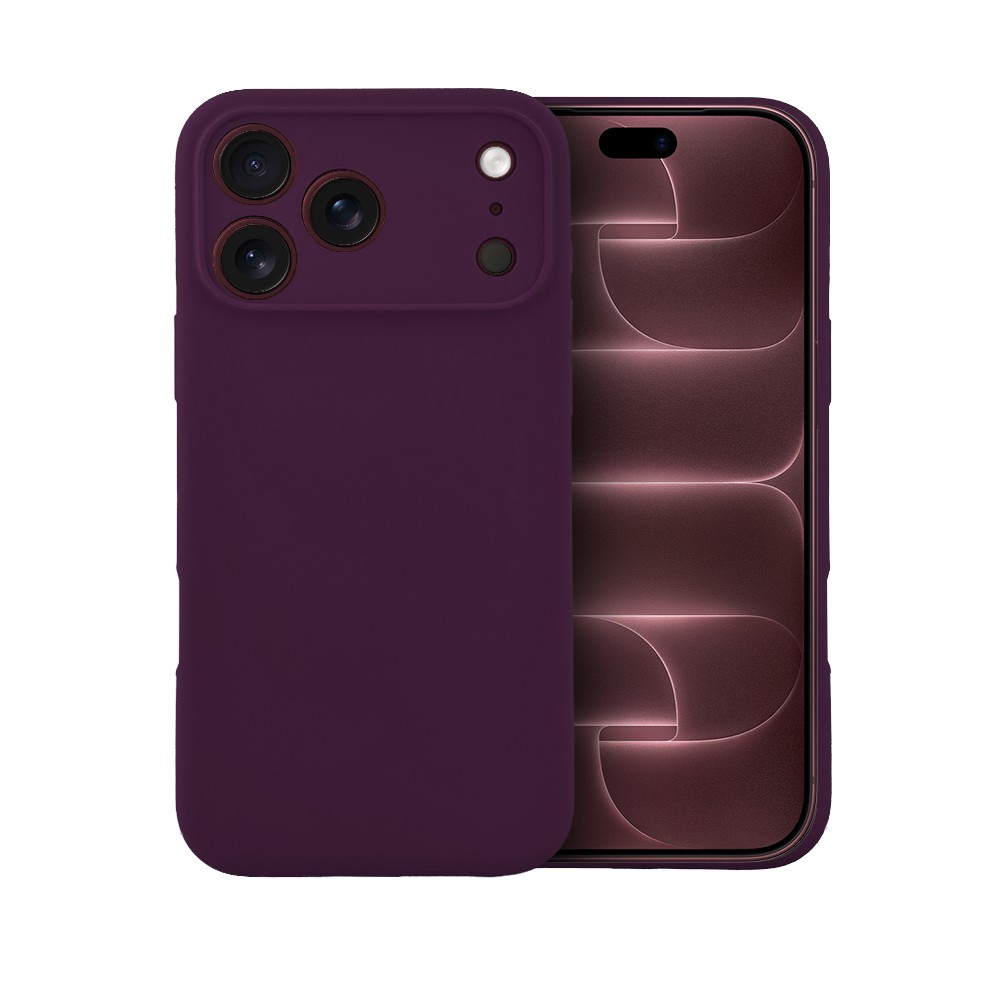 etui do iphone 18 pro max silikonowe z mikrofibrą soft touch z osłoną na aparat, burgundowy