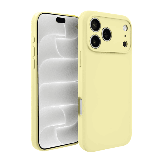 etui do iphone 18 pro max silikonowe z mikrofibrą soft touch z osłoną na aparat, jasny żółty