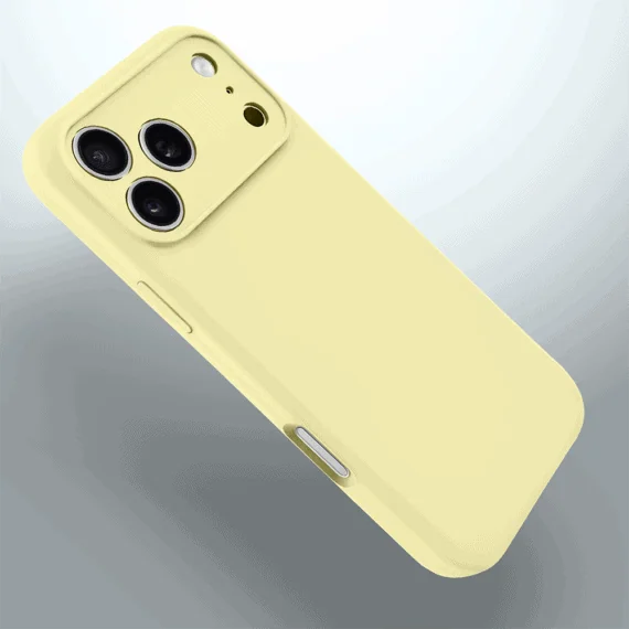 etui do iphone 18 pro max silikonowe z mikrofibrą soft touch z osłoną na aparat, jasny żółty