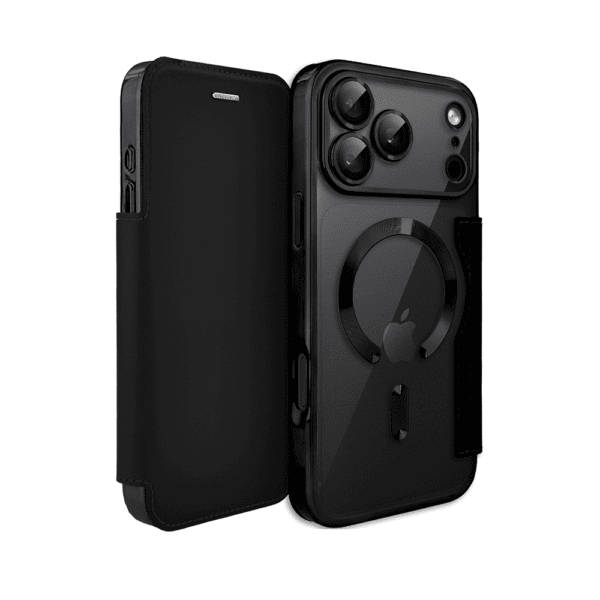 Etui do iPhone 18 Pro Max typu książka Book Magsafe Lens Protect, z klapką, czarne
