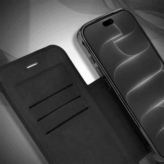 etui do iphone 18 pro max typu książka book magsafe lens protect, z klapką, czarne