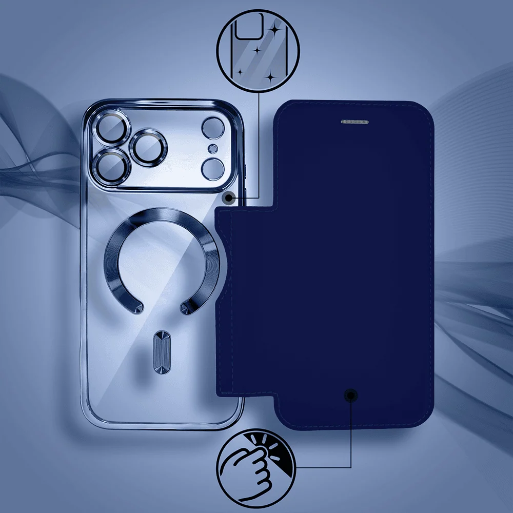 Etui do iPhone 18 Pro Max typu książka Book Magsafe Lens Protect, z klapką, granatowe (7) etui do iphone 18 pro max typu książka book magsafe lens protect, z klapką, granatowe