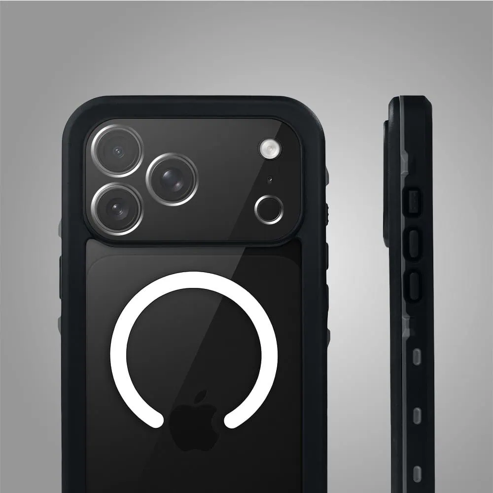 etui do iphone 18 pro max wodoodporne z magsafe, pancerne, przeźroczyste, czarne