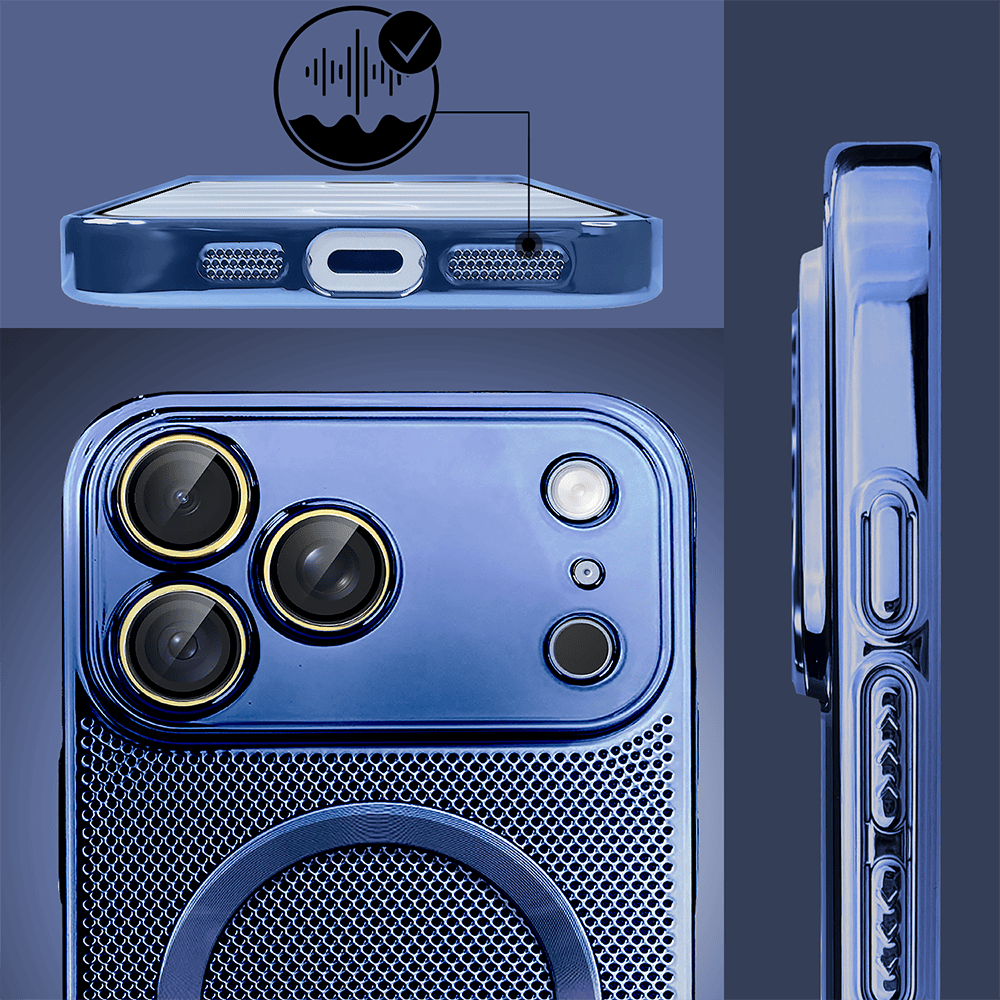 etui do iphone 18 pro max z magsafe, cienkie, twarde, oddychające, z osłoną aparatu, granatowe