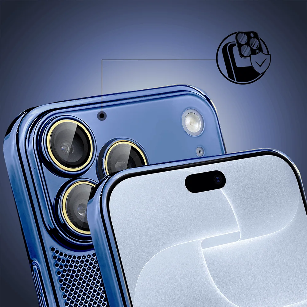 etui do iphone 18 pro max z magsafe, cienkie, twarde, oddychające, z osłoną aparatu, granatowe