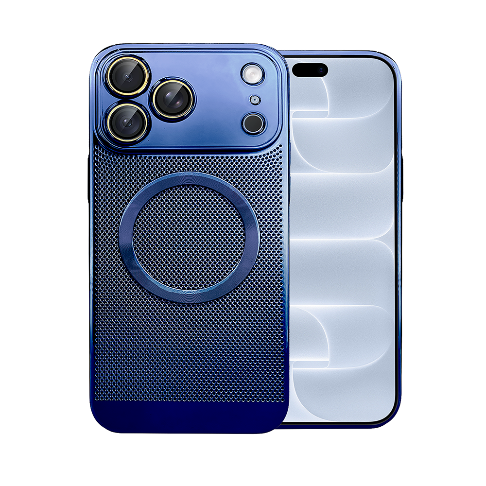 etui do iphone 18 pro max z magsafe, cienkie, twarde, oddychające, z osłoną aparatu, granatowe