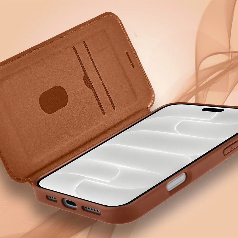etui do iphone 18 pro max z klapką solid magsafe book, typu książka, brązowe
