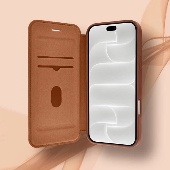 etui do iphone 18 pro max z klapką solid magsafe book, typu książka, brązowe