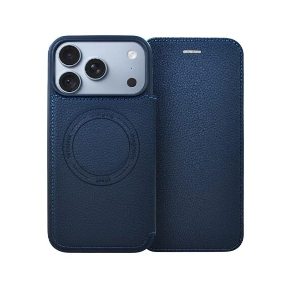 etui do iphone 18 pro max z klapką solid magsafe book, typu książka, granatowe