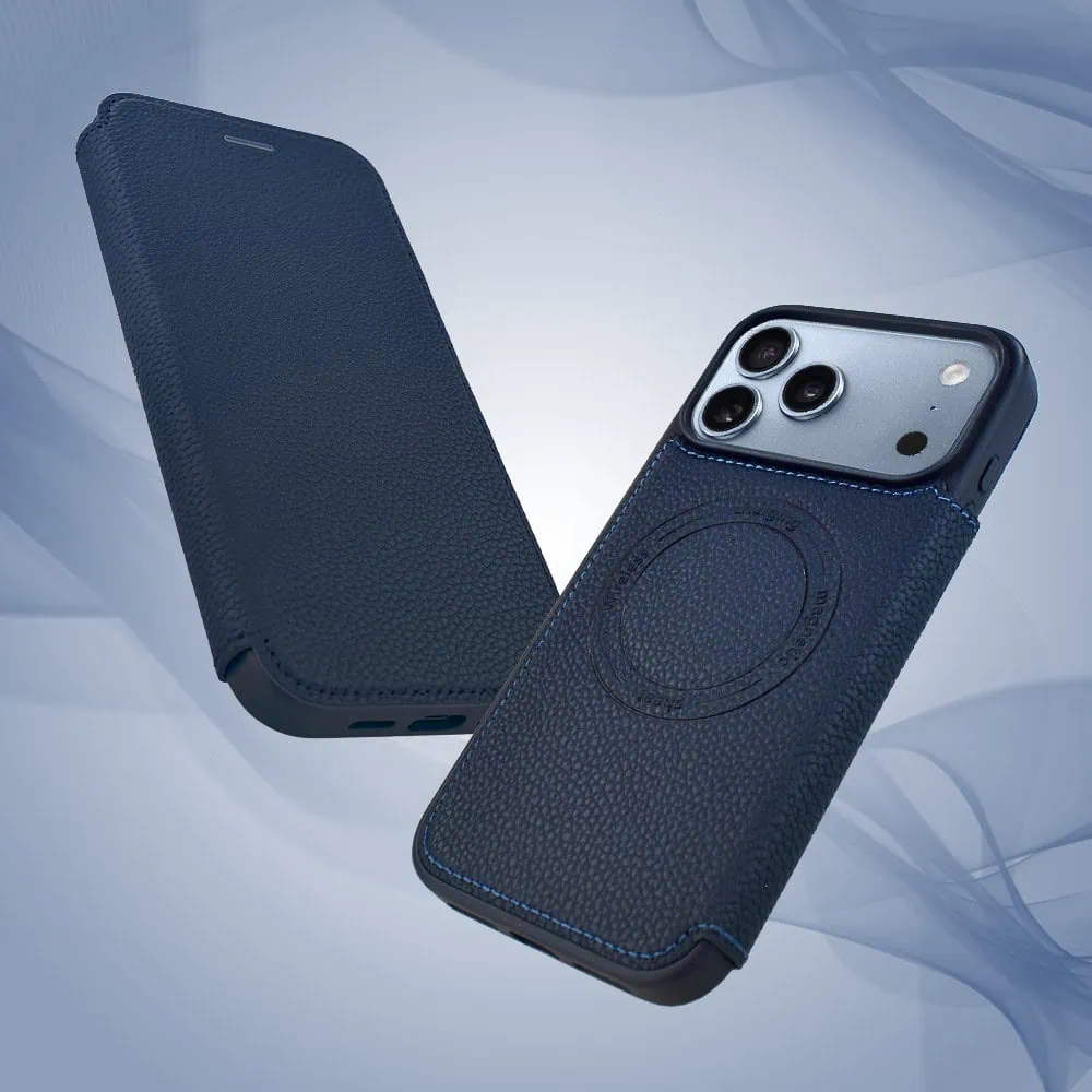 etui do iphone 18 pro max z klapką solid magsafe book, typu książka, granatowe