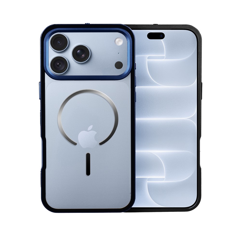 etui do iphone 18 pro metal defender, metalowa ramka z magsafe, granatowe