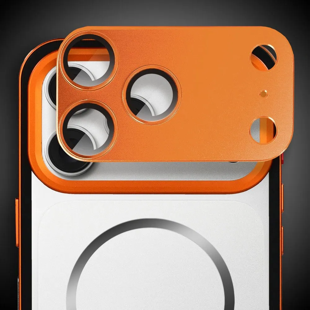 etui do iphone 18 pro metal defender, metalowa ramka z magsafe, pomarańczowe