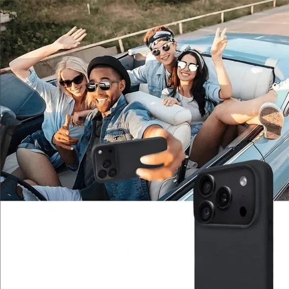 etui do iphone 18 pro soft lux matowe z mikrofibrą, trójwarstwowa ochrona, czarne
