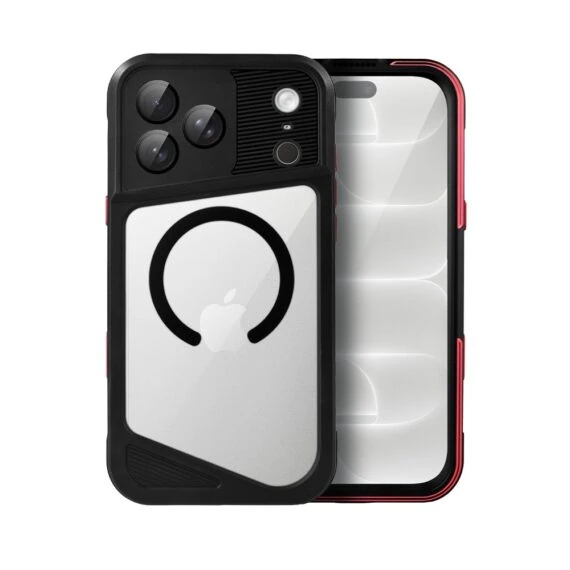 etui do iphone 18 pro total protect z magsafe, wodoodporne, metalowe, przeźroczyste, czarne