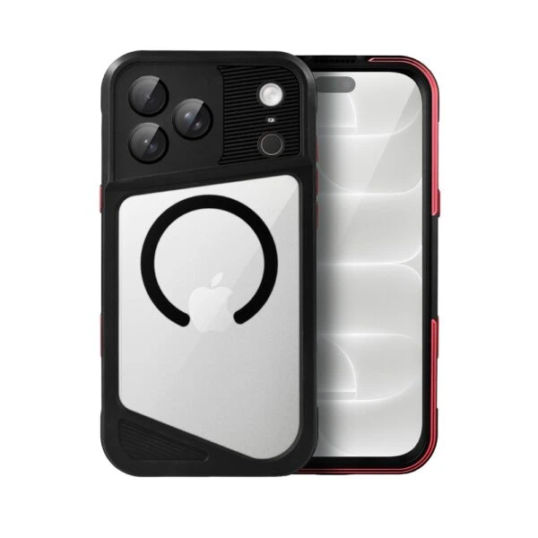 Etui do iPhone 18 Pro TOTAL Protect z MagSafe, wodoodporne, metalowe, przeźroczyste, czarne