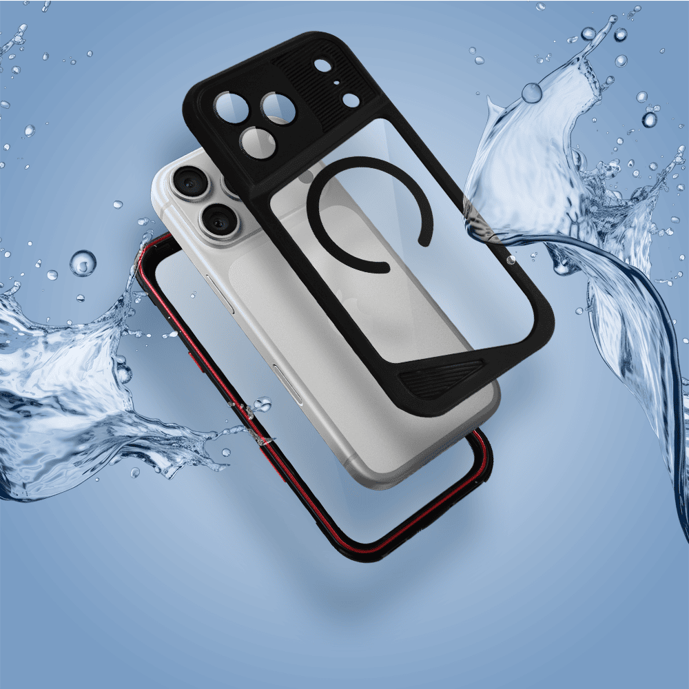 etui do iphone 18 pro total protect z magsafe, wodoodporne, metalowe, przeźroczyste, czarne