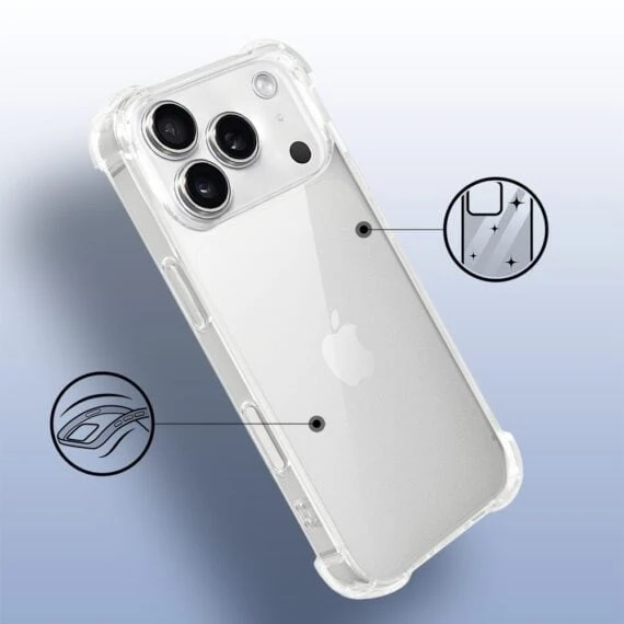 etui do iphone 18 pro pancerne anti shock ze wzmocnionymi krawędziami, przeźroczyste