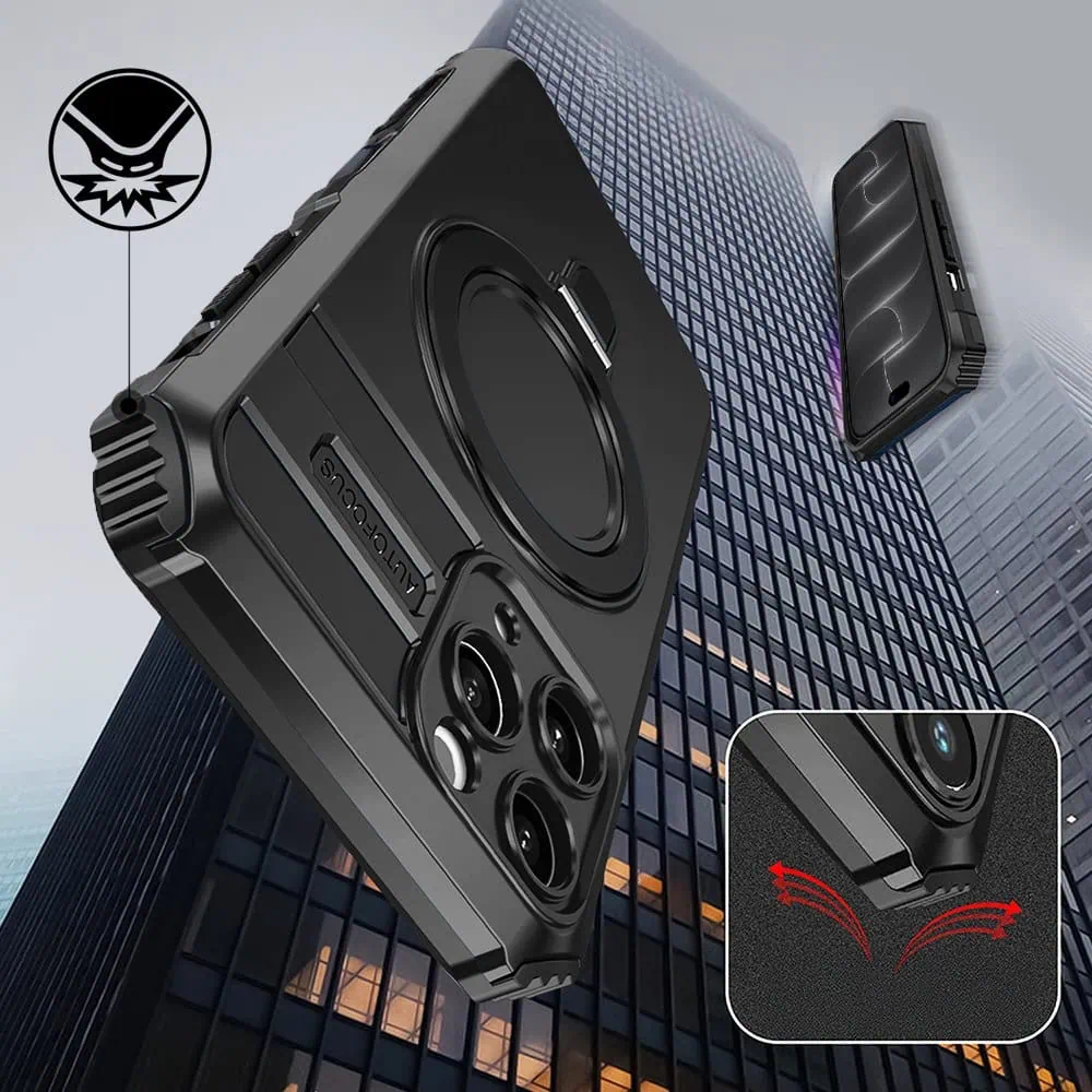 Etui do iPhone 18 Pro, pancerne, z osłoną aparatu i metalową podstawką MagSafe, czarne Obszar kompozycji 3 etui do iphone 18 pro, pancerne, z osłoną aparatu i metalową podstawką magsafe, czarne