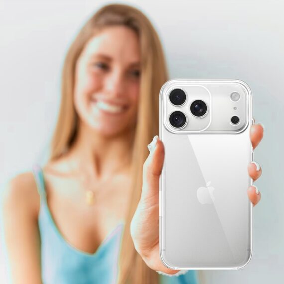 etui do iphone 18 pro max silikonowe, transparentne z osłoną aparatu