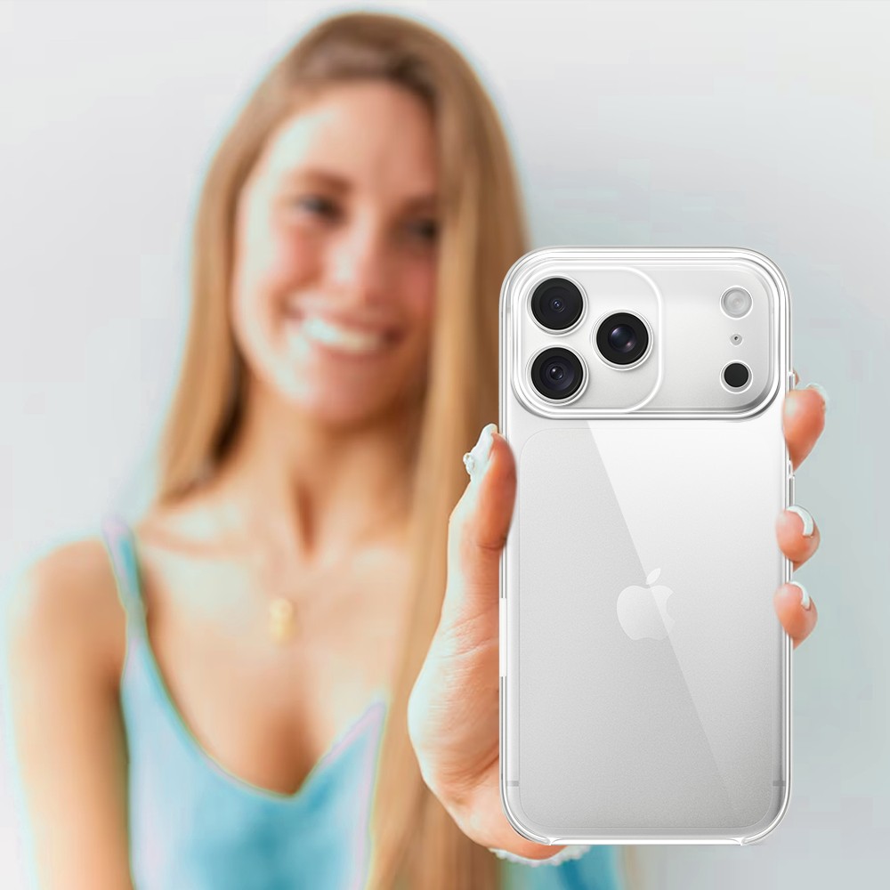 etui do iphone 18 pro max silikonowe, transparentne z osłoną aparatu