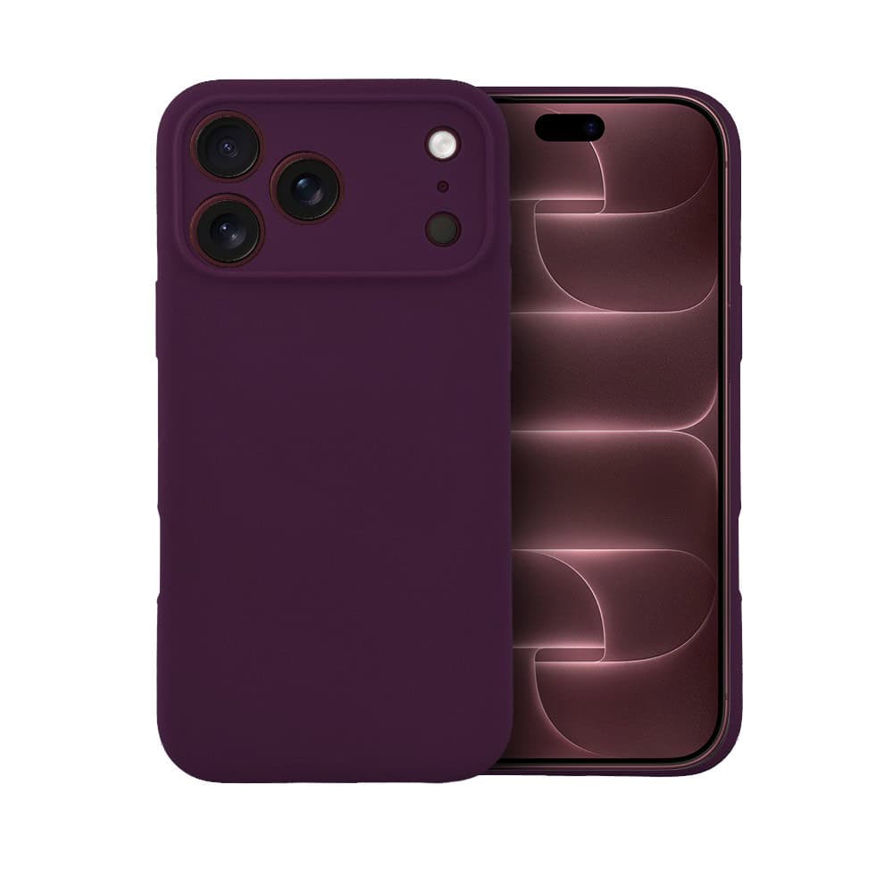 etui do iphone 18 pro, silikonowe z magsafe, mikrofibra soft touch z osłoną na aparat, burgundowe