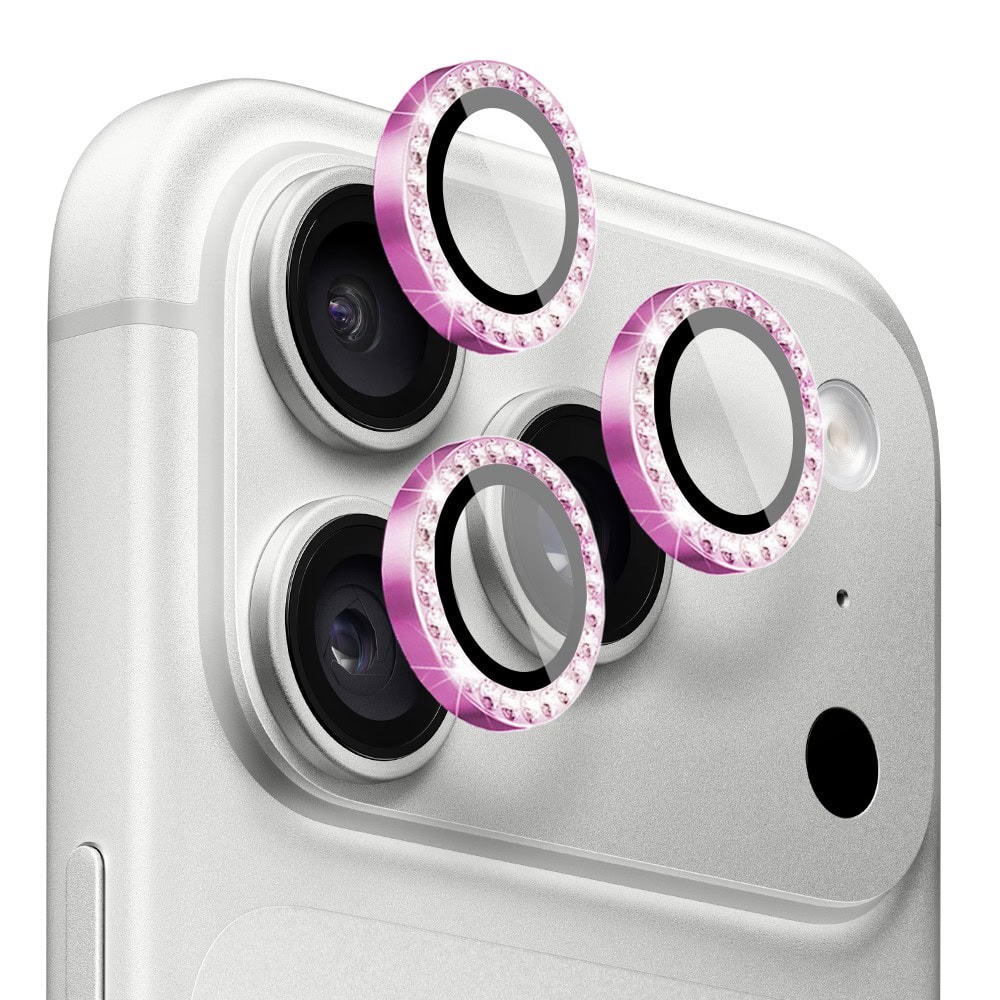luksusowa diamentowa osłona obiektywów, szkło na aparat iphone 18 pro, różowa