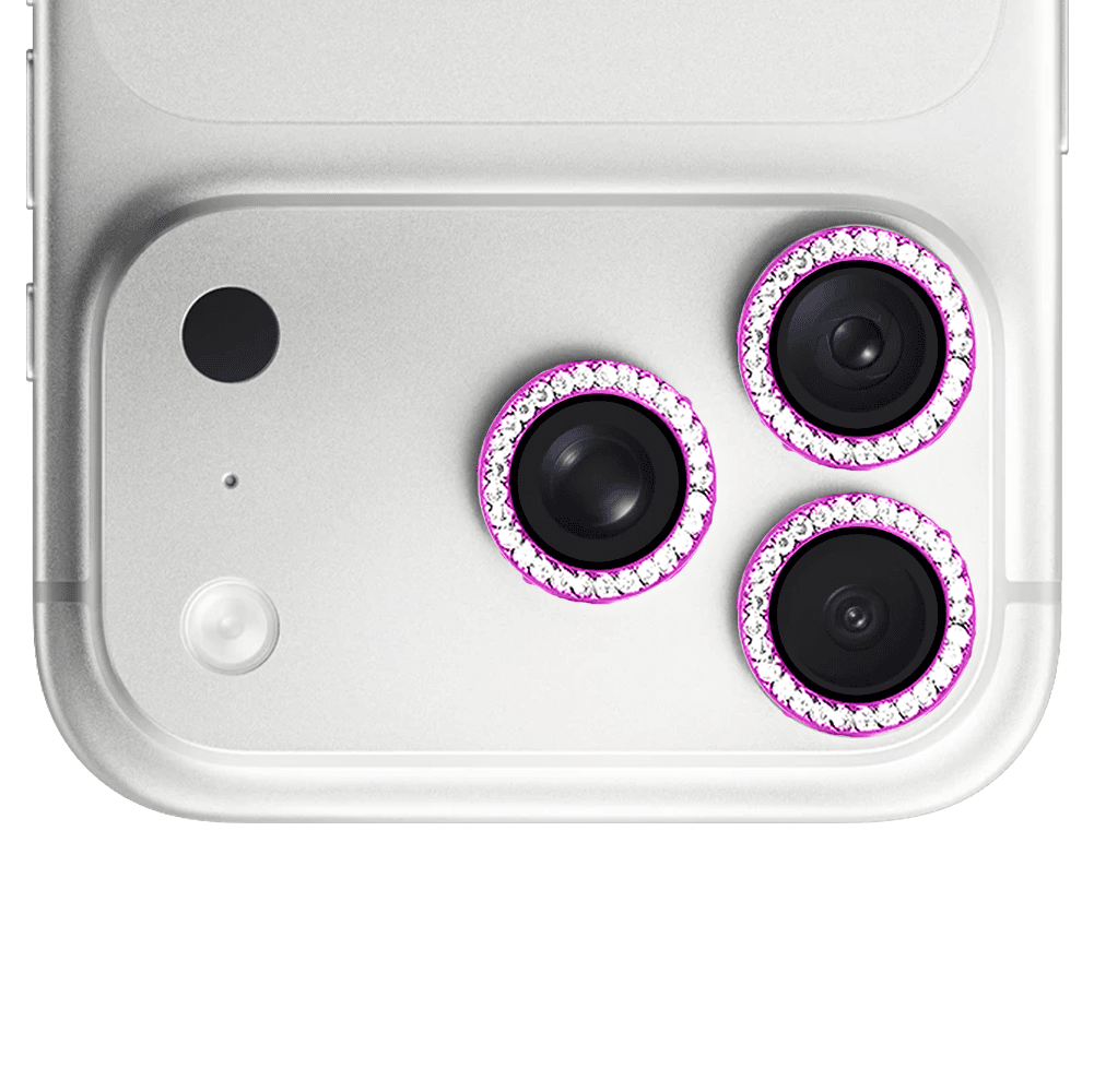 luksusowa diamentowa osłona obiektywów, szkło na aparat iphone 18 pro, różowa