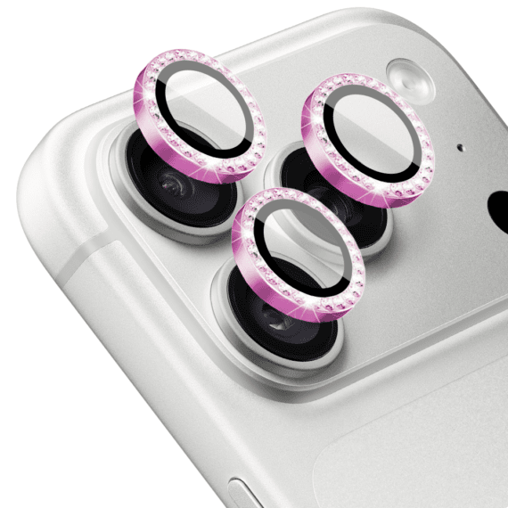 luksusowa diamentowa osłona obiektywów, szkło na aparat iphone 18 pro, różowa