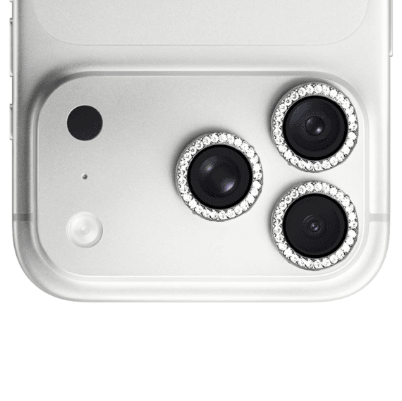 luksusowa diamentowa osłona obiektywów, szkło na aparat iphone 18 pro, srebrna