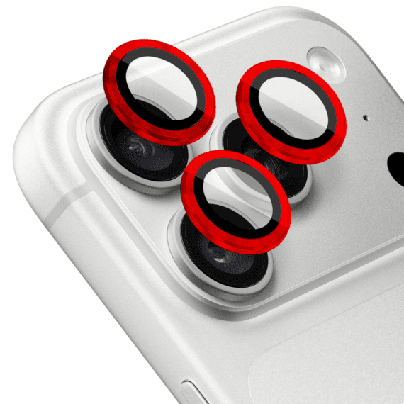 metalowa osłona obiektywów szkło na aparat iphone 18 pro max, czerwone