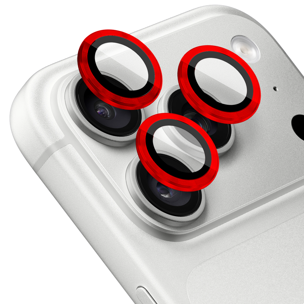 metalowa osłona obiektywów szkło na aparat iphone 18 pro max, czerwone