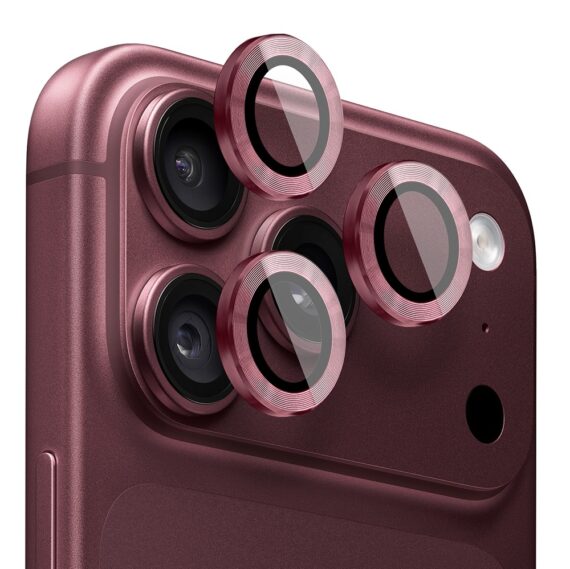 metalowa osłona obiektywów szkło na aparat iphone 18 pro, burgundowe