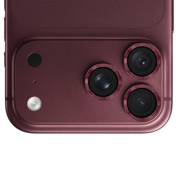 metalowa osłona obiektywów szkło na aparat iphone 18 pro, burgundowe