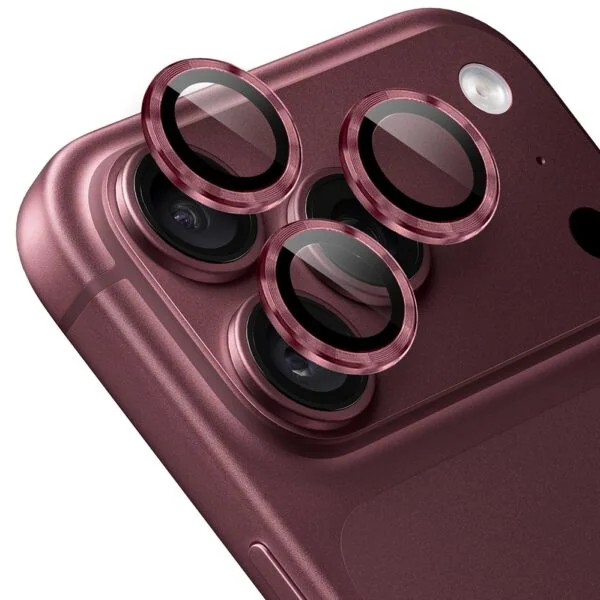 Metalowa osłona obiektywów szkło na aparat iPhone 18 Pro, burgundowe