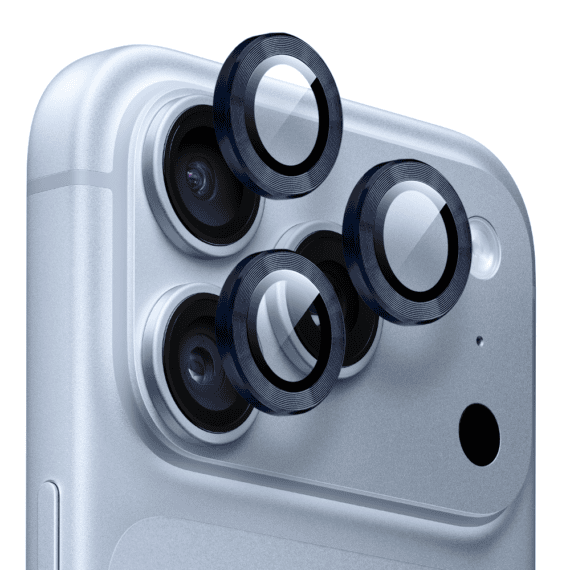 metalowa osłona obiektywów szkło na aparat iphone 18 pro, granatowa