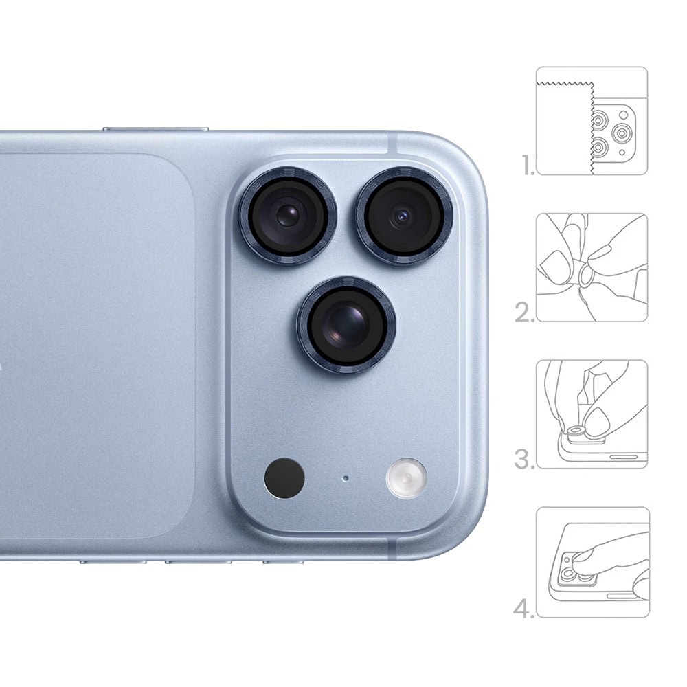 metalowa osłona obiektywów szkło na aparat iphone 18 pro, granatowa