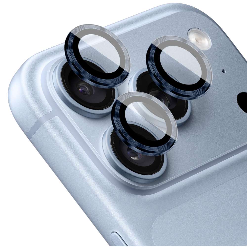 metalowa osłona obiektywów szkło na aparat iphone 18 pro, granatowa