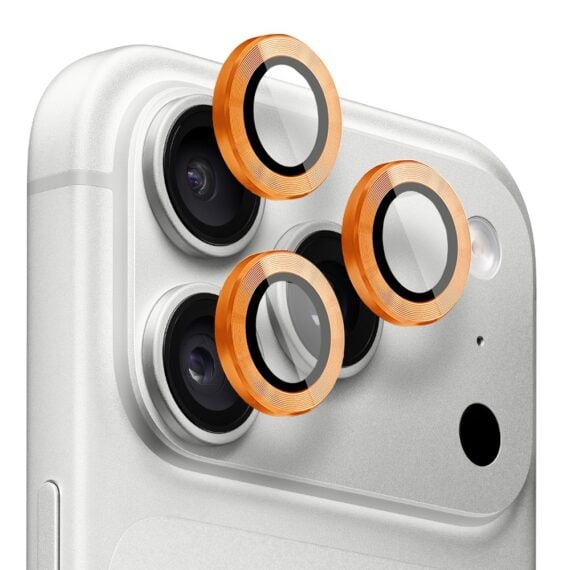 metalowa osłona obiektywów szkło na aparat iphone 18 pro, pomarańczowa