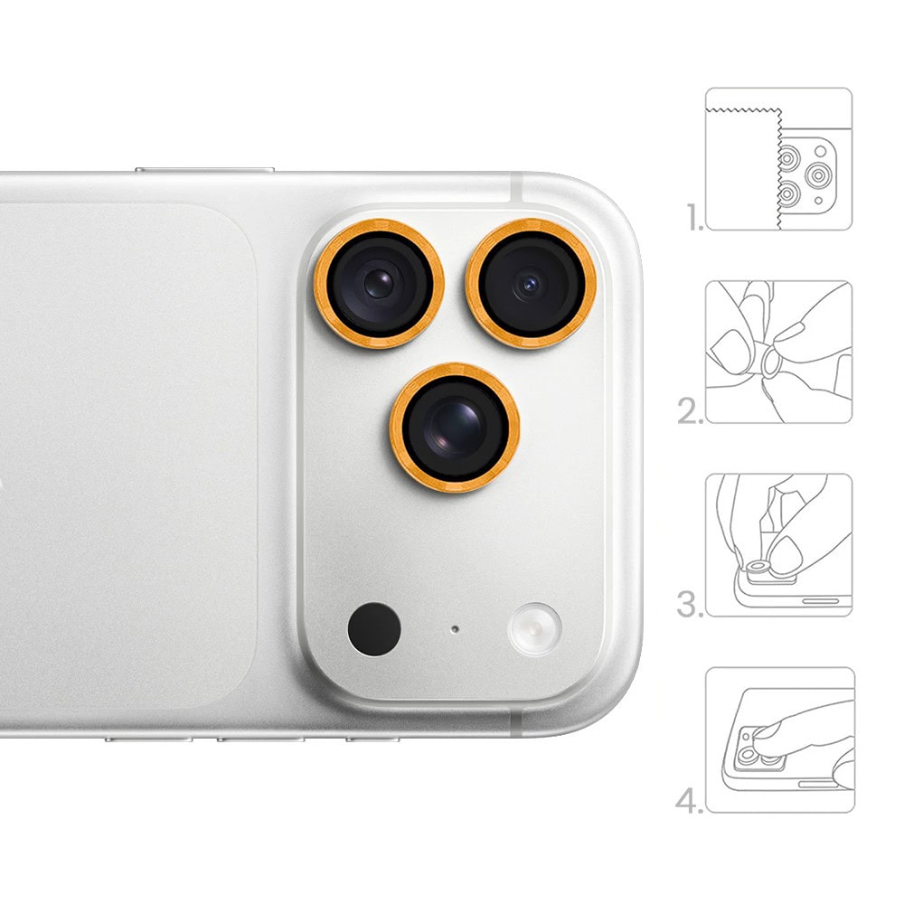 metalowa osłona obiektywów szkło na aparat iphone 18 pro, pomarańczowa