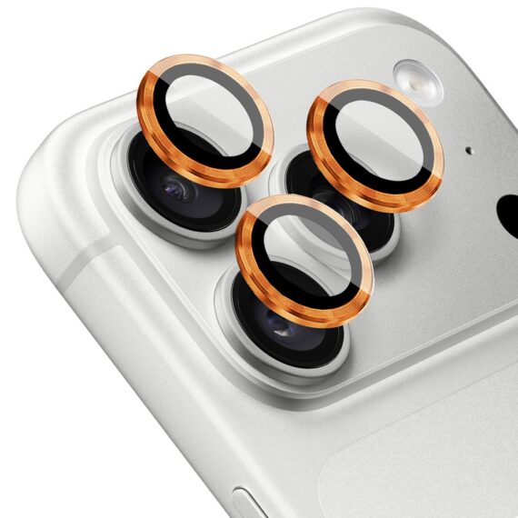 metalowa osłona obiektywów szkło na aparat iphone 18 pro, pomarańczowa
