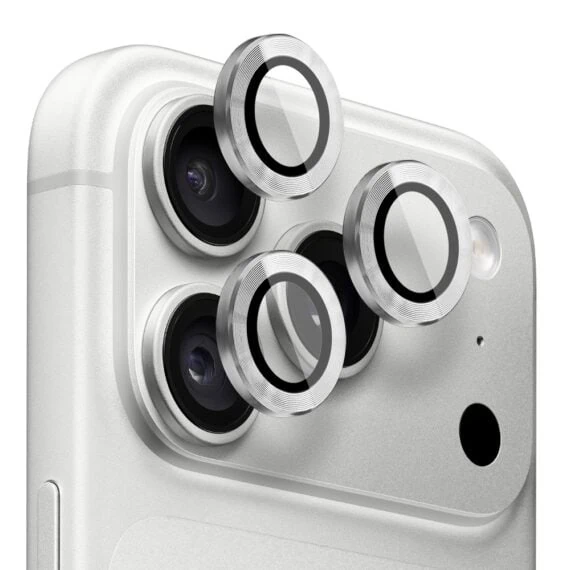 metalowa osłona obiektywów szkło na aparat iphone 18 pro, srebrna