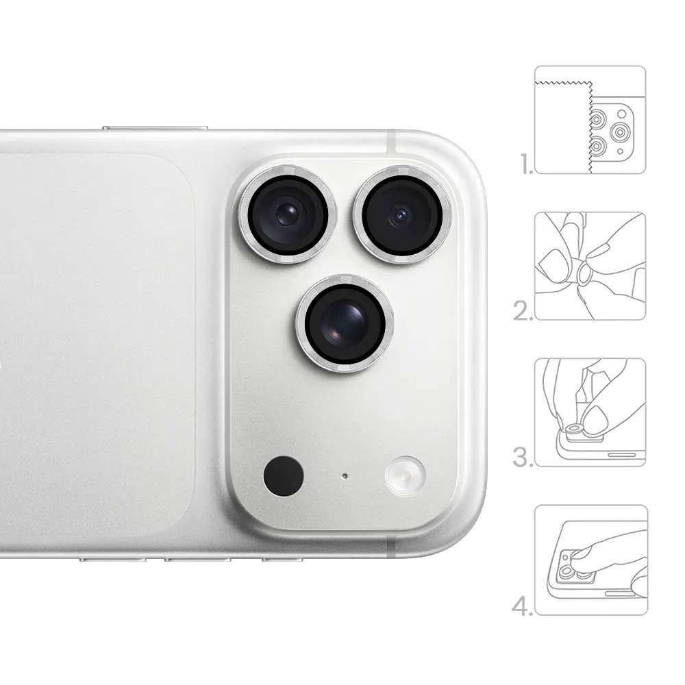 metalowa osłona obiektywów szkło na aparat iphone 18 pro, srebrna