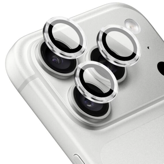 metalowa osłona obiektywów szkło na aparat iphone 18 pro, srebrna